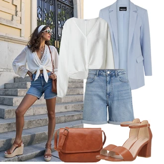 Outfit sa Narandžasta/Smeđa Sandale Sandala na Petu/Sandalice s blok petom/Sandala s petom About You "Outfit na léto"