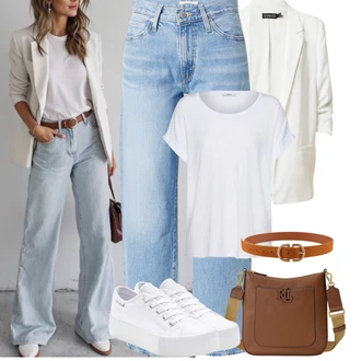 Nadrozměrné Outfit s Šedá/Bílá/Krémová Tričko/Jednoduchý top/Mužské běžecké boty/Neformální tričko/Tričko nadměrné velikosti/Košilový top/Tričko s krátkým rukávem/Krátký top Only "Outfit na léto"Look: Klasické, Cool, Nadrozměrné, Bezešvé, Skromné