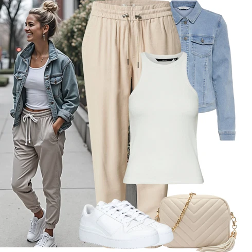 Kombinace Béžová/Khaki/Hnědá Ležérní Kalhoty/Jogger Kalhoty/Cargo Tepláky/Široká Kalhoty Baggy Kalhoty/Kožená Pánská Bund/Fleecová Kalhoty/Žerzejová Kalhoty/Navlékací Kalhoty Only kombinovat s Světle modrá/Modrá Bunda Krátké Džínové Bundičky/Džínové Bund Only