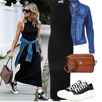 Kombinacije za jesen Veći brojevi sa Tamnoplava/Plava Kaput/Bluza Veći Broj GARCIA "Outfit na léto"