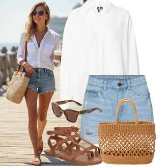 Outfit sa Bijela/Krem Bodija Bluze/Bluza s zakrpom na laktu/Poslovna Bluza/Bluza Dugih Rukava/Bluza s Podignutim Ovratnikom/Oversize Bluza/Slip-on Bluza/Oversize Mušlinova Bluzica/Bluza s gumbom/Crash bluza/Bluza koja se ne pegla VERO MODA "Praktičan look"
