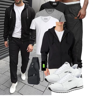 Outfit mit Pullover mit Reißverschluss/Zip Hoodie Fruit Of The Loom "Sport outfit"