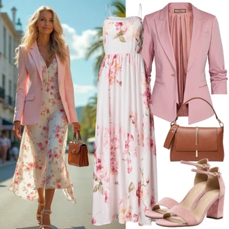 Koža Outfit sa Pink Udobna pumpa/Pumpa u obliku slova T/Sandalice s blok petom/Salonka & Visoki Pet/Sandala s petom/Cipela Mary Jane/Pumpica S Visokim Prednjim Dijelom About You "Stilsko ljetno raspoloženje"