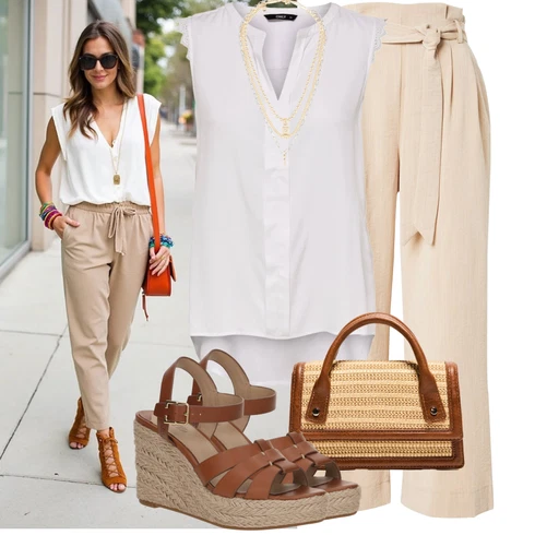 Kombinace Hnědá/Béžová/Khaki Palazzo Kalhoty/Culotte Kalhoty/Kalhoty s Vysokým Pasem/Paperbag Kalhoty/Široká Kalhoty/Lněné Kalhoty/Mušelínové kalhoty/Marlene Kalhoty/Kalhoty se Štěrbinou Only