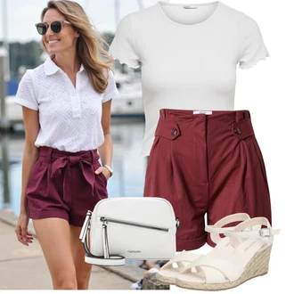 Outfit sa Bijela/Krem/Pink/Siva/Ljubičasta/Srebro Majica I Top Veći Broj/Bluza Veći Broj Only "Moderan look za slobodno vrijeme"