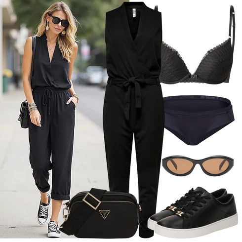 Kombinace Černá Letní Overall/Elegantní Overal/Slavnostní Overall/Zimní Overal/Overal se zipem JdY