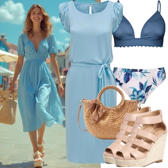 Babydoll, Stil Outfit sa Bijela/Krem/Pastelne boje/Svjetloplava/Pink Platnena Haljina/Prozirna Haljina/Čipkasta Haljina/Mini Haljina/Haljina za Krizmu lemonada "Strand odjeća"Look: Vintage, Preppy, Layered, Preodjeven, 20-ih godina, Babydoll, Egirl