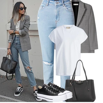 Outfit s Černá Nízká Teniska/Kožené tenisky/Plátěná teniska/Úzká teniska/Tenisky s Bočním Zipem Converse "Tenue pour l'été"