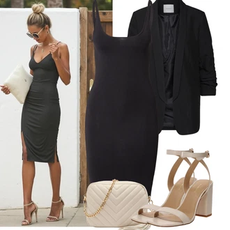 Outfit s Bílá/Béžová/Khaki/Zlatý Pásková taška/Ledvinka/Klasická Taška Přes Rameno/Malá Taška/Taška na telefon/Brašna/Sportovní Taška Přes Rameno About You "Letní Outfit"