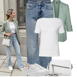 Krátká Outfit s Růžová/Bílá/Béžová/Hnědá Teniska se Třpytkami/Nízká Teniska/Teniska s dírkovaným vzorem/Teniska na platformě/Úzká Teniska/Kožené Tenisky/Letní Tenisky Tamaris "Tenue pour l'été"