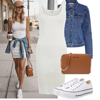 Outfity pro zábavu 80tá léta, 90tá léta s Tmavě modrá/Modrá/Světle modrá Džínové Bund/Krátké Džínové Bundičky Only "Tenue pour l'été"Look: 90tá léta, Příliš oblečený, Univerzitní, Western