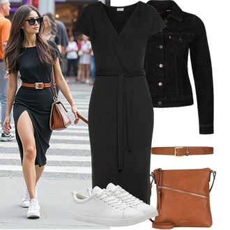 Outfit s Bílá/Krémová/Šedá Kožené tenisky/Nízká Teniska/Úzká teniska Tamaris "Tenue pour l'été"