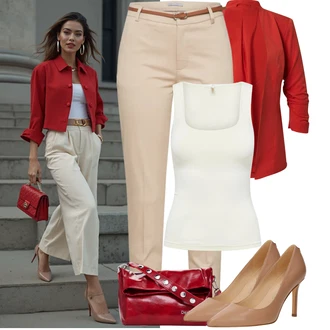 Výstřih kolem krku Outfit s Krémová/Bílá/Khaki Jednoduchý Top/Pletený Top/Halenka Bez Rukávů/Tričko s grafikou Only "Tenue pour l'été"