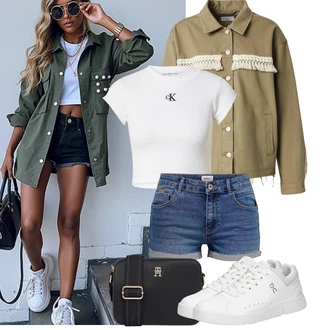 Outfit s Bílá/Krémová Úzká teniska/Nízká Teniska/Skate Bota/Kožené tenisky ON "Tenue pour l'été"