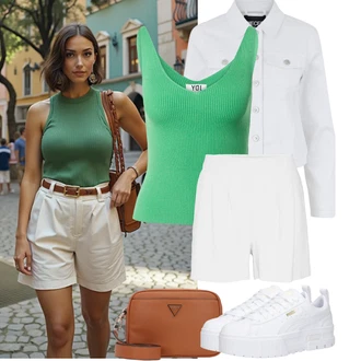 Outfit sa Zeleno/Tirkizna/Neon boje Majica i top/Majica I Top Veći Broj/Pletivo Veći Broj/Bluza Veći Broj JdY "Outfit na léto"