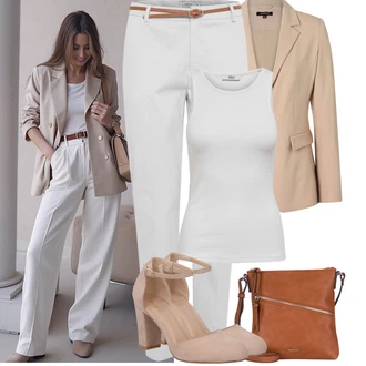 Koža Outfit sa Pink/Bež/Smeđa Udobna pumpa/Sandalice s blok petom/Vintage Pumpa/cipela s remenom/Cipela Mary Jane/Salonka & Visoki Pet/Platformska Pumpa/Pumpica S Visokim Prednjim Dijelom About You "Outfit na léto"