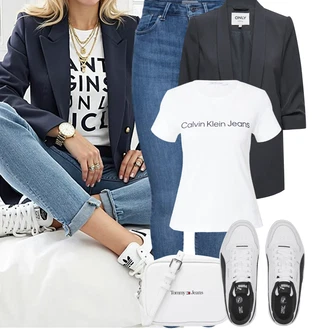 Outfit s Černá/Bílá Kožené tenisky/Nízká Teniska/Teniska na platformě/Chunky Tenisky Puma "Tenue pour l'été"
