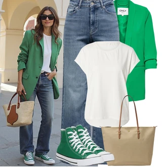 Šik 60. narozeniny Outfit s Zelená/Neonové barvy/Tyrkysový Only "Tenue pour l'été"Look: Splývavé, Lehký, Emo, Irský, Šik, Kancelář, Cool, Elegantní, Bar, 60. narozeniny, 40. narozeniny, 50. narozeniny, Firemní večírek, Zvláštní příležitosti, Matriční Úřad, Koncert, Galavečer, Den matek, 30. narozeniny, Narozeniny