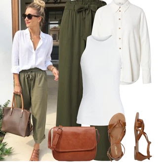 Outfity pro léto Úzký s Bílá/Krémová Halenka Bez Rukávů/Tričko s grafikou/Roláková Košile/Top bez ramínek/Tílko jjxx "Tenue pour l'été"