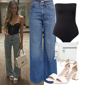Culotte Outfit s Světle modrá/Modrá Džíny Džín s Širokou Nohavicí/Džíny Volného Střihu/High Waist Džínové Kalhoty/Džíny s Rozparkem/Zvonové Džíny/Džíny Culottes/Vintage Džíny Only "Tenue pour l'été"