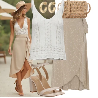 Outfit sa Siva/Bijela/Srebro/Smeđa/Krem Majica I Top Veći Broj/Pletivo Veći Broj/Bluza i Tunika Only "Jedinstveni outfit za slobodno vrijeme"