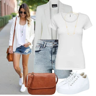 Outfit sa Bijela/Siva/Krem/Srebro Muške tenisice za trčanje/Funkcionalna majica/Obični top/Majica/Ležerna majica/Sportska majica Only "Jedinstveni outfit za slobodno vrijeme"