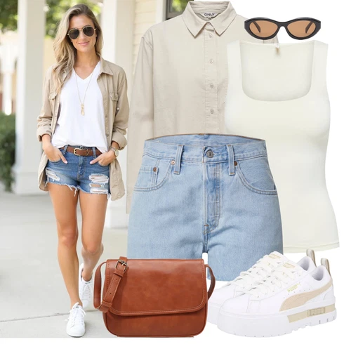 Kombinace Bílá/Khaki Manšestrová Halenka/Blůza s knoflíčkem/Lněná Halenka/Halenka s Dlouhým Rukávem/Oversize Halenka/Oversize Muselínová Blůza Only kombinovat s Krémová/Bílá/Khaki Pletený top/Jednoduchý top/Halenka Bez Rukávů/Tričko s grafikou Only