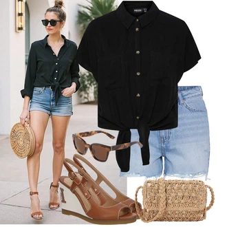 Outfit sa Crna Bluza i Tunika/Bluza Veći Broj Pieces "Jedinstveni outfit za slobodno vrijeme"