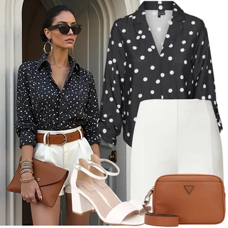 Letadlo Outfit s Bílá/Krémová/Červená/Hnědá Sandál s podpatkem/Sandál Na Širokém Podpatku About You "Stylový vzhled pro volný čas"