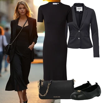 Okrogel izrez outfit mit Črna Obleka velike velikosti/Obleka Calvin Klein "udoben poletni videz"