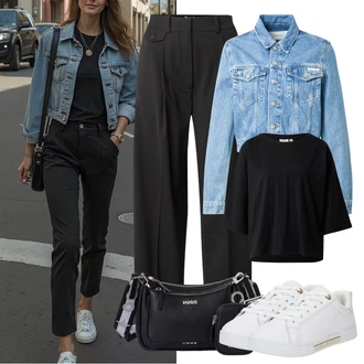 Chytrý příležitostný Outfit s Bílá/Béžová/Krémová Úzká Teniska/Tenisky s Bočním Zipem/Nízká Teniska/Kožené Tenisky Tommy Hilfiger "Letní oblečení"Look: Bad Taste, Ležérní, Moderní, Chytrý příležitostný, Sportovní, Unisex