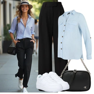 outfit mit Modra/Bela Superga Skate Obutev/Superge Nizka/Plato-Sneaker/Usnjene superge Nike Sportswear "udoben poletni videz"