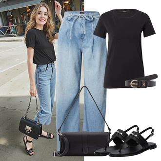 Oblazinjen outfit mit Črna Sandali s Paščkom/Rimski sandal/Sandala z visokim gležnjem/T-pašček-Sandal Calvin Klein "udoben poletni videz"