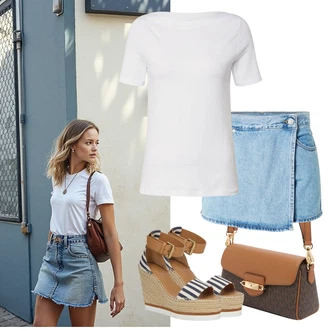 outfit mit Bež Espadrila sandala/Espadrila s klinastim petom/Plata Espadrila/Sandala s klinastim petom/Čevelj na wedge See By Chloé "udoben poletni videz"