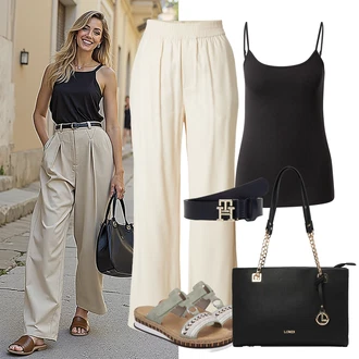 Okrogel izrez outfit mit Črna Srajca & majica velike velikosti/Bluza velika velikost/Tunika/Žensko spodnje perilo in kopalke JdY "udoben poletni videz"