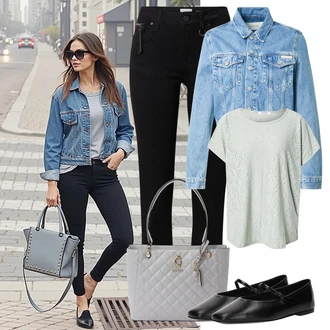 Outfit s Černá Skinny Kalhoty/Úzká Kalhoty/Business Kalhoty/Zimní Kalhoty/Kalhoty Bootcut/Ležérní Kalhoty/Kalhoty se Štěrbinou/Střmenová Kalhoty/Obleková Kalhoty/Strečová Kalhoty/Dlouhá Kalhoty/Rovná Kalhoty Pulz Jeans "Perfektní na léto"