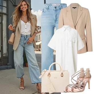 Outfit s Krémová/Bílá Košilové šaty/Halenkové Šaty/Nadměrná velikost šatů Topshop "Elegantní letní outfit"