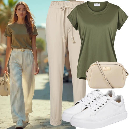 Kombinace Léto Hnědá/Béžová/Khaki Široká Kalhoty/Lněné Kalhoty/Marlene Kalhoty/Kalhoty se Štěrbinou/Palazzo Kalhoty/Paperbag Kalhoty/Mušelínové kalhoty/Kalhoty s Vysokým Pasem/Culotte Kalhoty Only