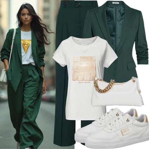 Kombinace Tmavě Zelená/Khaki/Zelená Úzká Kalhoty/Business Kalhoty/Obleková Kalhoty/Kalhoty se Štěrbinou WE Fashion