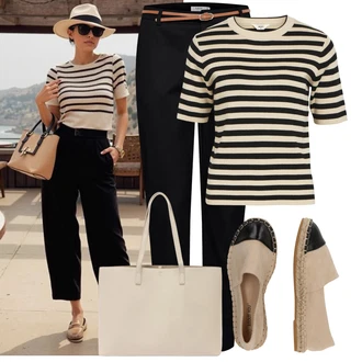 Outfit s Béžová/Krémová Espadrille sandál/Espadrille pantofle/Espadrilka About You "Každodenní vzhled"