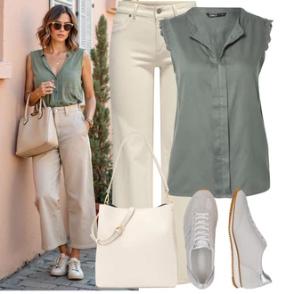 Plnější Postavou Od 50 let Outfit s Tmavě zelená/Zelená/Tyrkysový Halenka Móda Pro Plnoštíhlou/Tunika Only "Každodenní vzhled"