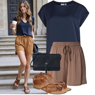 Outfit s Hnědá/Béžová Sandál S T Páskem/Vintage sandál/Páskový Sandál/Gladiátorská sandála/Římská sandála/Letní Bota About You "Hezký letní vzhled"