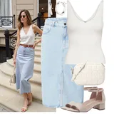 Outfity s džínovými sukněmi image