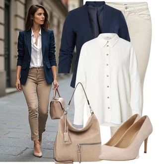 Outfit s Bílá/Béžová/Khaki Kožená bunda/Kožené Boty/Slim Fit Džíny/Džíny s Nízkým Sedem/Push up Džín/Džín s Nízkým Pasem/Termální Džíny/Džíny s Rozparkem/Motorkářské Džíny Only "Stylový vzhled pro volný čas"