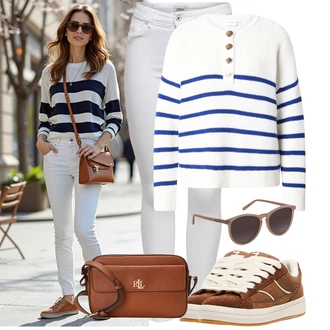 Outfit s Šedá/Bílá/Krémová/Stříbrný Džínové Legíny/Jeggings/Push up Kalhoty/Skinny Kalhoty/Tregíny next lvl "Stylový vzhled pro volný čas"