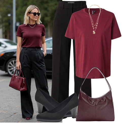 Kombinace Černá/Béžová Obleková Kalhoty/Marlene Kalhoty/Business Kalhoty/Široká Kalhoty/Kalhoty Bootcut/Kalhoty se Štěrbinou/Kalhoty s Vysokým Pasem Edited