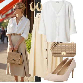 Lehký Outfit s Béžová/Khaki/Hnědá katy perry exclusive for about you "Každodenní vzhled"Look: Lehký, Áčkového Střihu, Rad, Emo, 20 léta, Elegantní, Old Money, Příliš oblečený, Traditional, Univerzitní, Western