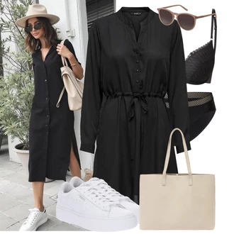 Outfity pro baculky Jaro s Černá/Šedá/Tmavě šedá Košilové šaty/Tunikové šaty/Halenkové Šaty Only "Skvělý pro volný čas"