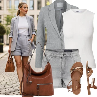 Dlouhé Outfit s Šedá/Světle šedá Nezařazené Ichi "Lehký outfit"