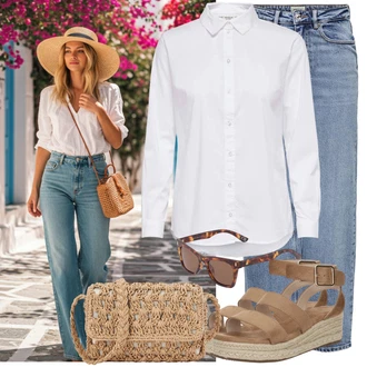 Dlouhé Outfit s Bílá/Krémová Halenkové Body/Halenka se Stojatým Límcem/Halenka Slim Fit/Blůza s knoflíčkem/Businessová Halenka/Halenka s Dlouhým Rukávem/Žehlení odolná blůza JdY "Lehký outfit"